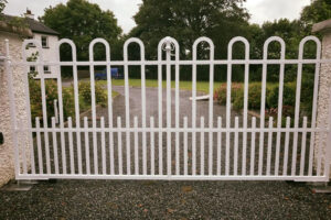 Old style white farm gate