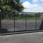 Modern gate with horizontal bars