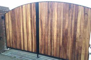 Modern Arched Cedar Wood Gate