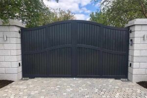 Gate #50 Steel framed gate infilled with iroko teak